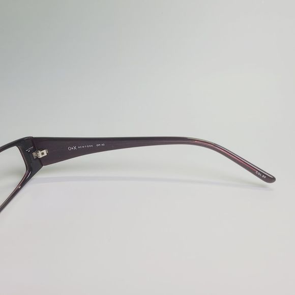 O&X New York OP-42 eyeglasses plum rectangular full frame thick 51-17 141 C7 - Picture 2 of 13